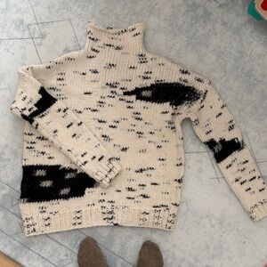 LINE Cozy Black and Cream Knit Sweater